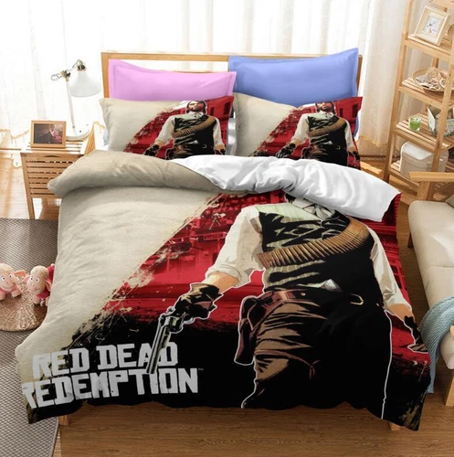 Red Dead Redemption Quilt Bettbezug Kissenbezug Bettwäsche Set Single Double Size - Bild 3 von 25