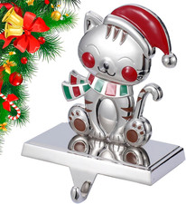 Christmas Stocking Holder for Mantel, Cat Stocking Hanger for Christmas Mantle,