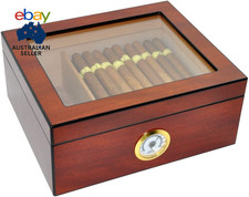 DULIBA 25-50 Cigar Desktop Humidor, Spanish Cedar Wood Storage Box with Humidifi