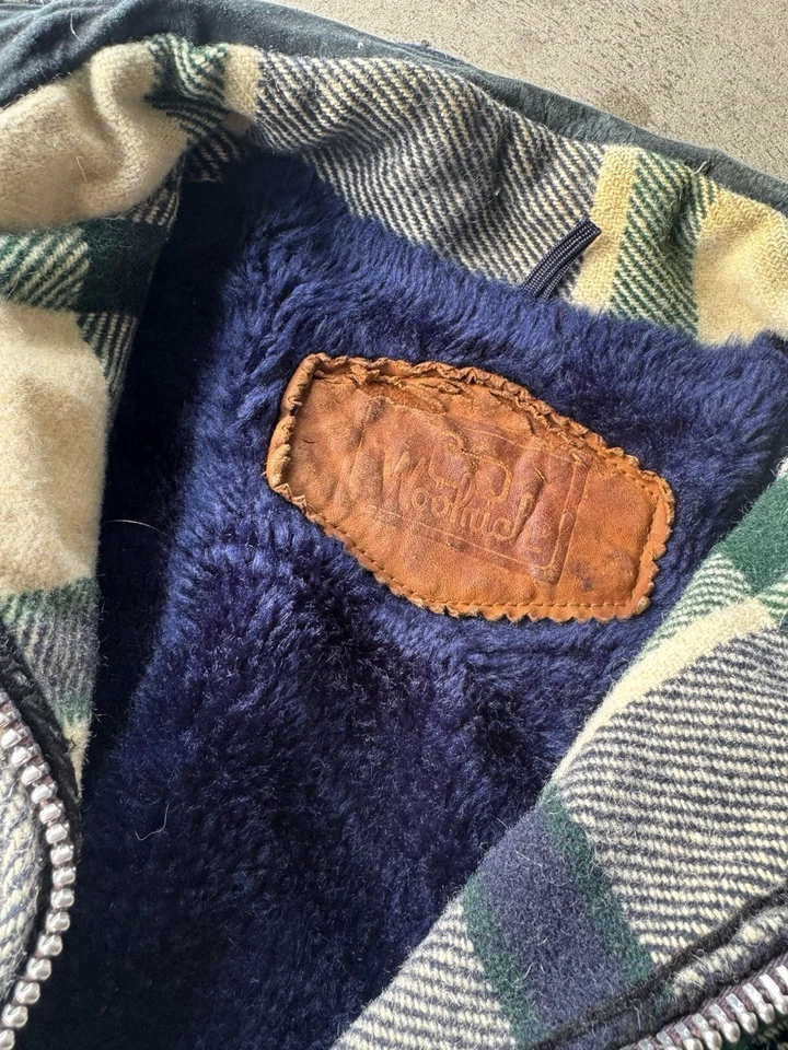 Vintage Woolrich Jacket Plaid Full Zip Coat Sherpa Lined Brown 70s Men's Large - Image 3 of 4