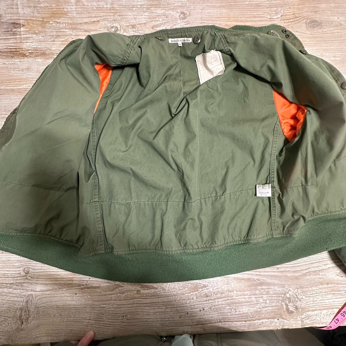 Rebuild By Needles Men's MA-1/M65 Bomber Jacket Green Sz L Made In