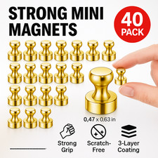 Gold Fridge Magnets 40Pcs Strong Refrigerator Whiteboard Office Locker Small Set
