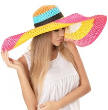 Super Wide Brim Breezy Elegance Wired Floppy Straw Hat 10" Brim NWT
