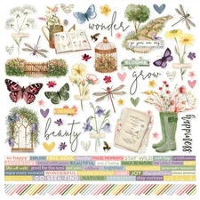 Simple Vintage Meadow Flowers Cardstock Stickers-12"X12"