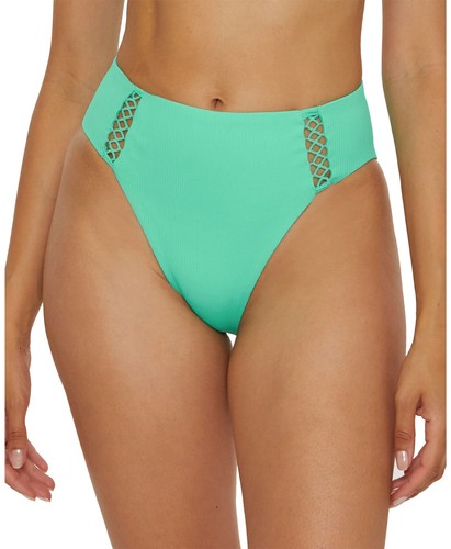 Becca Womens Modern Edge Rib High-Waist Bikini Bottom X-Small Aqua Sea - NWT $68 Becca Womens Modern Edge Rib High-Waist Bikini Bottom X-Small Aqua Sea - NWT $68