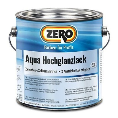 ZERO Aqua Hochglanzlack 2,5 Liter RAL Farbtöne Holz- und Metalllack