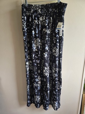 Women's NWT Wall Flower Black Multicolor Floral  Palazzo Harem Pants Sz XL Wide