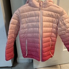 Eddie Bauer Kids S 7/8 Pink Ombr Hooded Puffer Jacket Full Zip Down