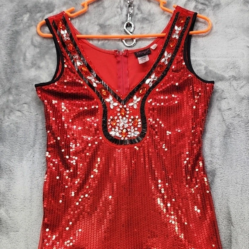 Vestido Dreamgirl Mujer L Rojo Negro Años 20 Aleta Disfraz Lentejuelas Joyas Gatsby Foto 2 de 4