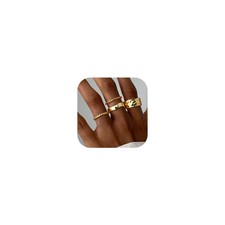 Fansilver Stackable Chunky Gold Rings for Women Non 8, 14K Plated
