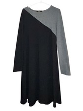Karen Kane Women Black & Gray Colorblock Long Sleeve Pullover Sweater Dress Sz-L