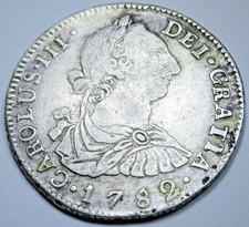 Moneda Pirata Antigua Genuina Bolivia Española 1782/1 XF-AU 2 Reales 1700