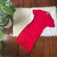 Red Bodycon Y2K T-Shirt Dress with Ruching Size Medium