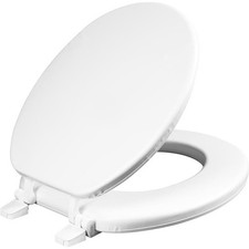 Mayfair 11-000 White Round Cushioned Vinyl Toilet Seat with Solid Plastic Core