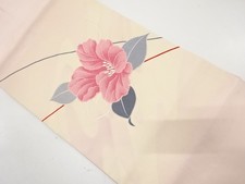 7598995: JAPANESE KIMONO JAPANESE NAGOYA OBI / EMBROIDERY / CAMELLIA