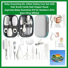 14-in-1 Baby Grooming Kit: Safe Essentials Set for Newborn Care in Grey White