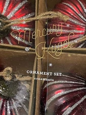 POTTERY BARN Mercury Kugel Mercury Glass Large Ornaments Set Of 4 Rare Red Beaut