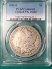 1902-S Morgan Silver Dollar Graded by PCGS VG Detail Cleaned