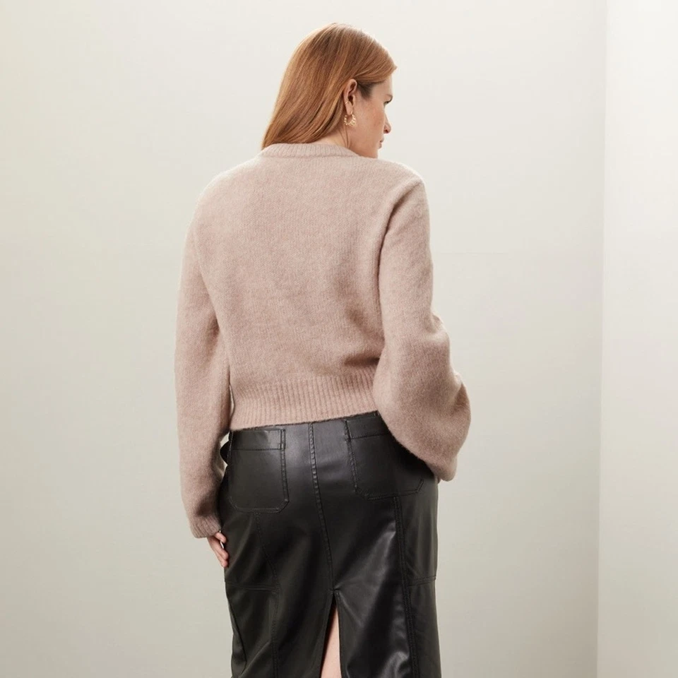 Club Monaco Sz XS Hellbraun Langärmlig Rundhals Wolle Alpaka Blend Pullover - Bild 2 von 4