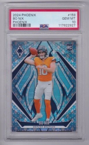 2024 Panini Phoenix Bo Nix #159 Phoenix Rookie /399 PSA 10 GEM MT Pop 19 Broncos