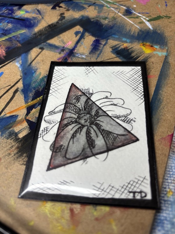 ACEO Original abstract floral ink drawing 