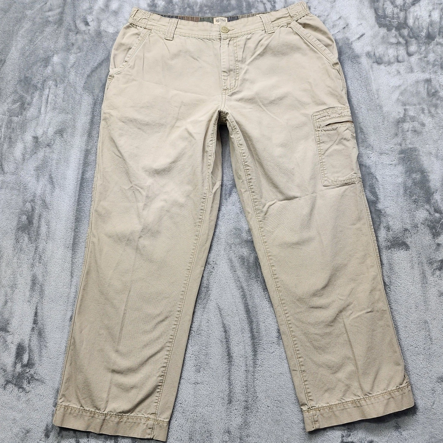 RedHead Pants Mens 30/30 Tan Zip Pocket Cargo Straight Leg Outdoor Hiking Casual