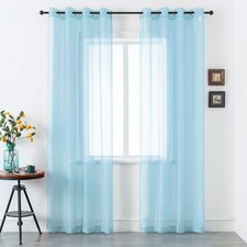 Sky Blue Voile Sheer Curtains Grommet,Look Semi Natural Light 2 Panels 52X120