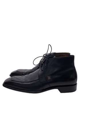 Louis Vuitton Damier Amfini Leather Chukka Boots 7.5 Blk FtJ28