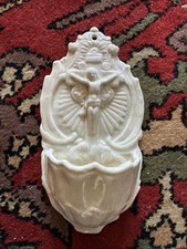 Holy Water Font Vintage Crucifix White Ceramic