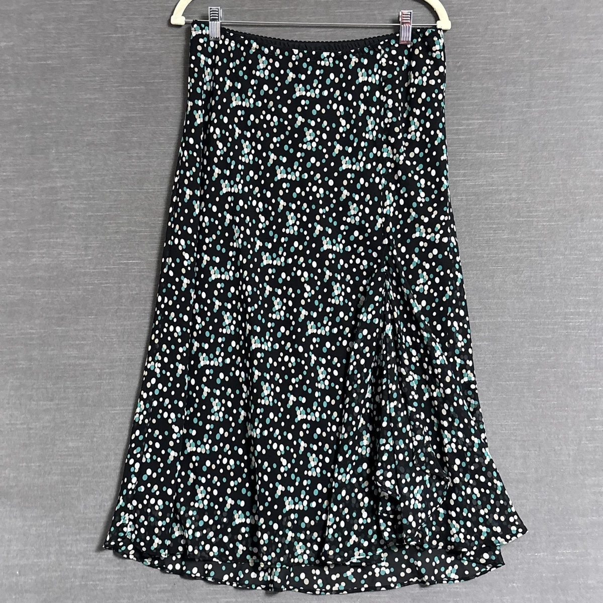 Jupe East 5th Noire à Fleurs Roses Et Blanches - Taille 8 - Longueur Mi-mollet - Léger En Polyester - Style A-Line - Occasion Très Bon état