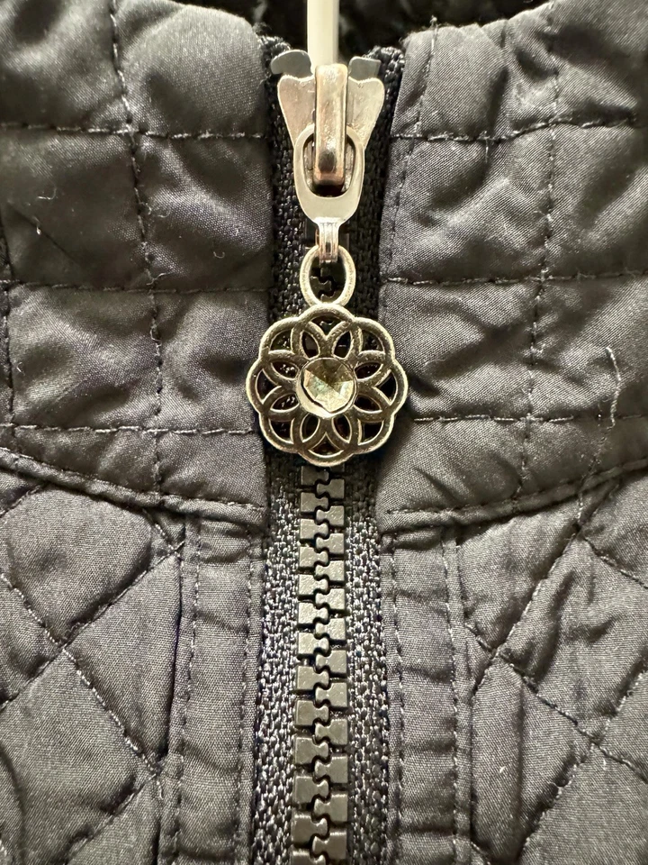 Chaqueta acolchada negra vintage Catherines con cremallera y bolsillos. Damas 3XL Foto 3 de 4