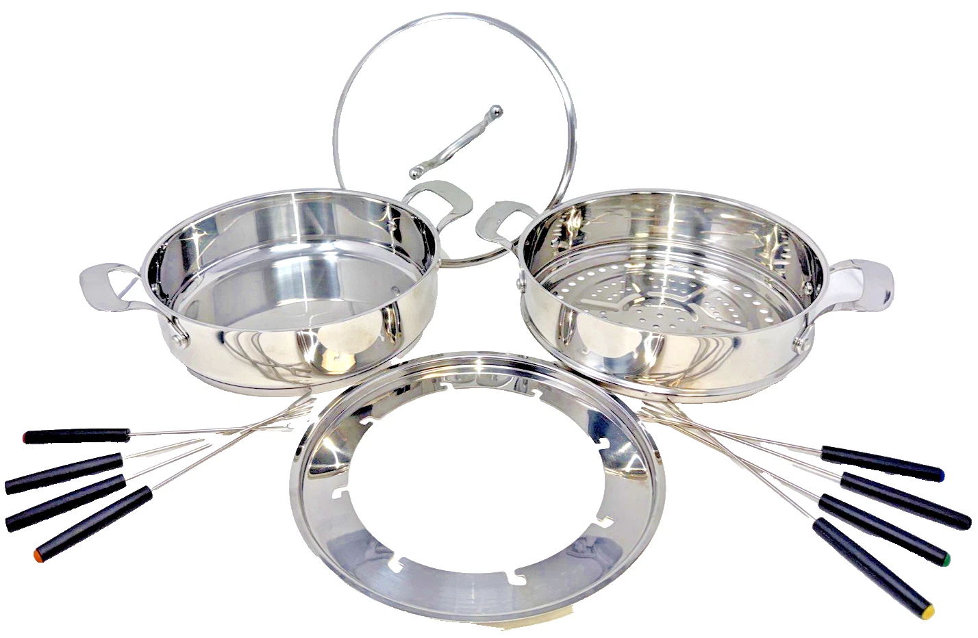 NUWAVE Induction 3.5 QT Multipurpose Pot #32003 12 Piece Set Fondue Dbl Broiler