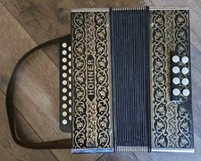 VTG Hohner Accordian Diatonic C/F Harmonica 21/8/II Gold Buttonbox Melodeon