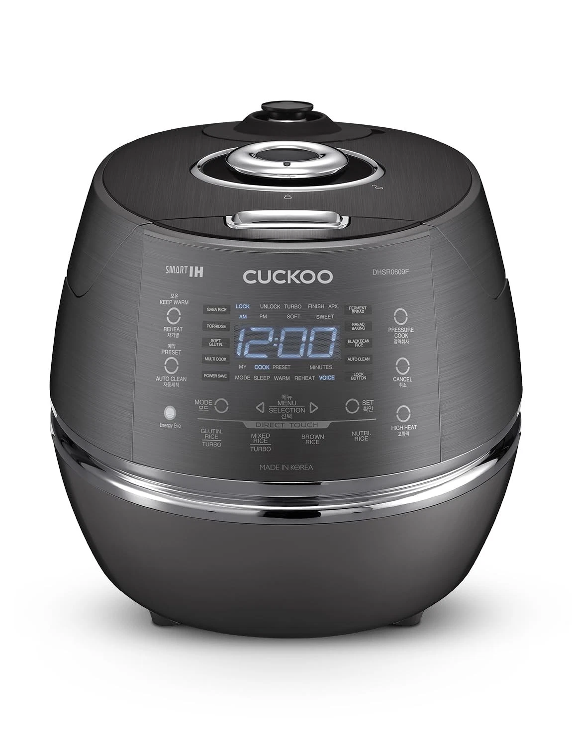 CUCKOO High Pressure Rice Cooker 6-Cup Uncooked / 12nu Options and Steam Plate,