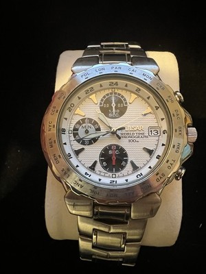 Vintage 1999 Pulsar Chronograph World Timer, W/box And Case, Great Condition!