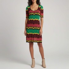 M Missoni Multicolor ZigZag Pointelle Knit Mini Dress XS
