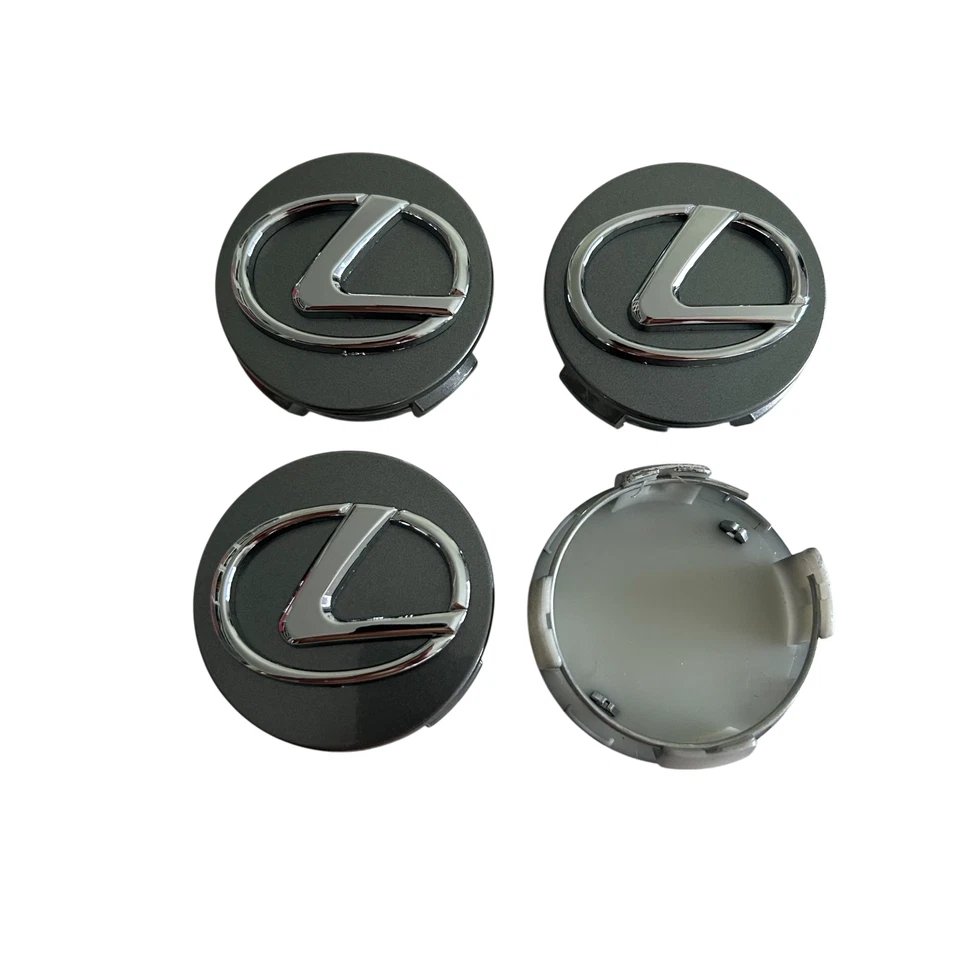 Tapas centrales grises Lexus con emblema de logotipo cromado para ES GS IS LC LS NX UX RX RZ Foto 3 de 4