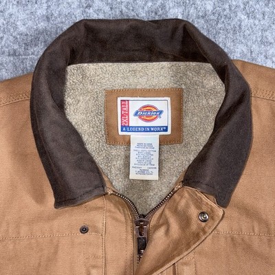 Dickies Sherpa Lined Duck Cotton Jacket Mens 2XL Tall Brown Work
