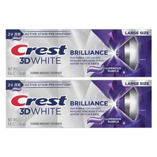 Crest 3D White Brilliance Toothpaste Luminous Purple Large Size 4.6oz (Lot of 2)