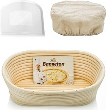 Oval Bread Banneton Proofing Basket - 10 Inch Baskets 10 inch, White Scraper New