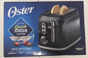 Oster Rétroactivité 2-Slice Grille-pain avec levier de vérification rapide, Fentes extra-wide, Noir