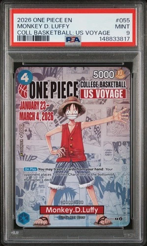 2026 One Piece Promos College Basketball US Voyage Monkey D. Luffy #P-055 PSA 9