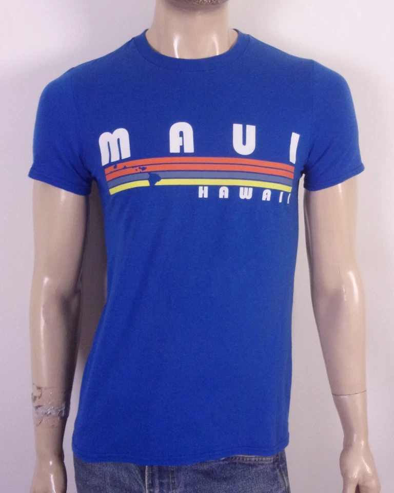 复古复古 EUC 毛伊岛夏威夷复古条纹 T 恤,尺寸 S — 第 2/4 张图片