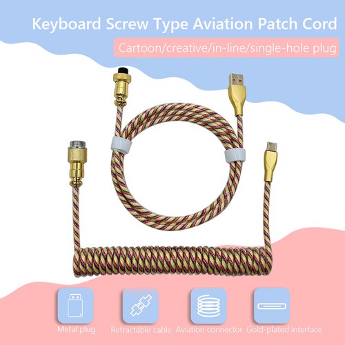 Typ-C-USB-Mechanische-Tastatur-Spiraldraht-Fliegerkabel (2x Gelb) - Zdjęcie 8 z 10