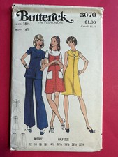 1970  s Dress Tunic  Palazzo Pants 18 1/2 Sewing Pattern Butterick 3070 UNCUT