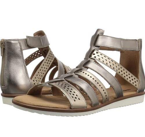 CLARKS Women FLAT LEATHER ZIP SANDALS KELE LOTUS us 6M (50) - Picture 7 of 8