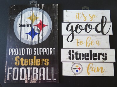 TWO (2) PITTSBURGH STEELERS CLASSIC  LOOK HARD WOOD SIGN FROM WINCRAFT