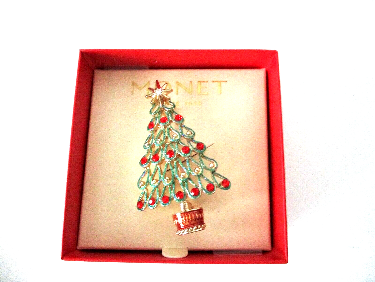 monet christmas tree brooch