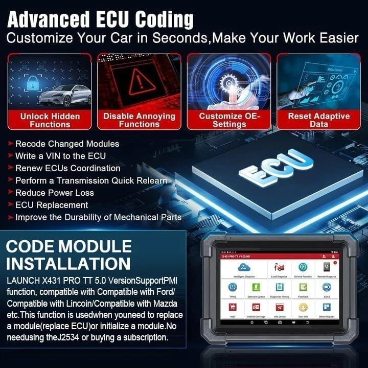 Herramienta de escaneo bidireccional LAUNCH X431 Pro TT 5.0 Elite 2025 38+ restablecimiento para todos los autos Foto 2 de 4