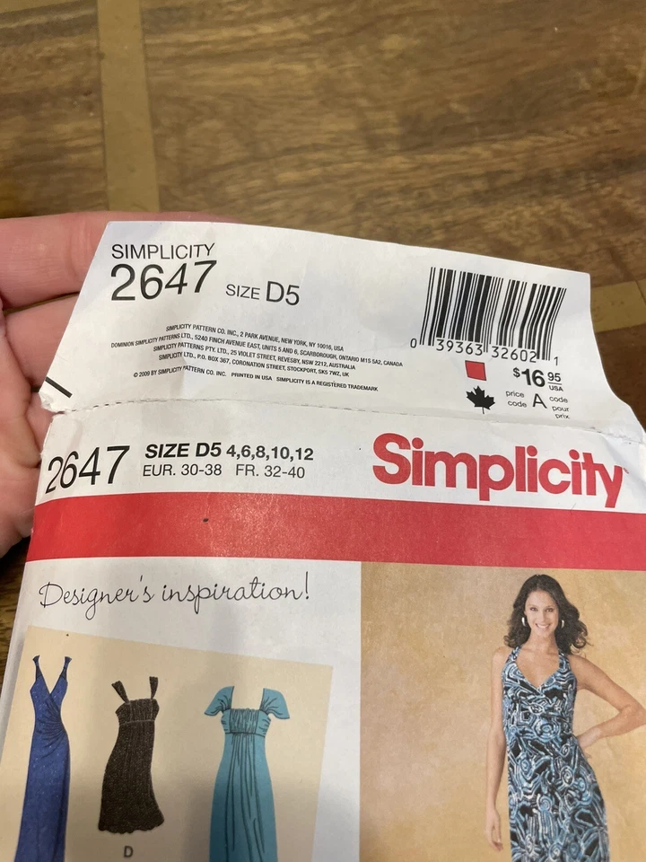 Simplicity Side Ruched V Neck Dress Sewing Pattern Women’s 2647 D5 Size 4-12 - Image 2 of 4